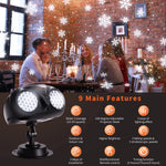 Christmas Snowflake Light Projector Outdoor, Snowfall Spotlight Lamp with Remote