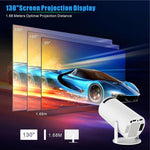 2024 MINI Advanced Portable 4K Projector, 1280*720 Resolution, Android 11, Bluetooth 4.0, Wifi 6, 200" Projection Screen, Automatic Keystone Correction, Stereo Sound, 180 Degree Flip, Wireless Remote Control, Perfect for Movies and Meetings Audio Space