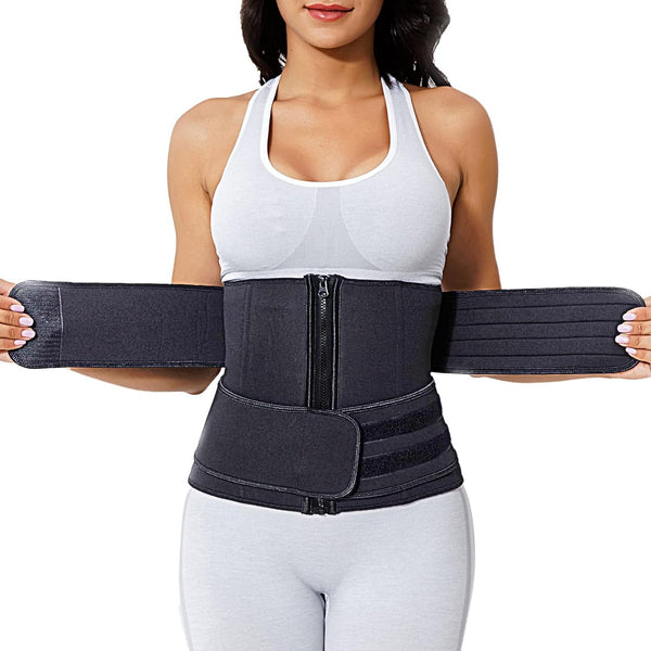 Waist Trimmer for Women, Neoprene Sauna Waist Trainer Belt Zipper Sweat Wrap Corset for Stomach Weight Loss